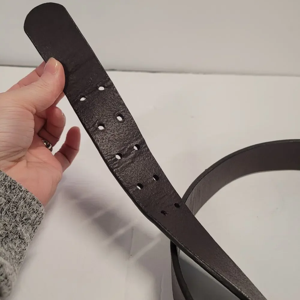 Relic Leather WMS Belt Brown Silver-tone Double Buckle 31